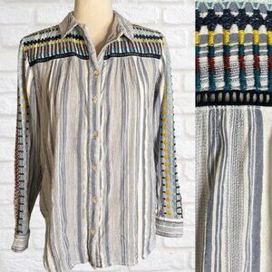 Pilcro & the Letterpress Anthropologie Long Sleeve Button Down Shirt Embroided S